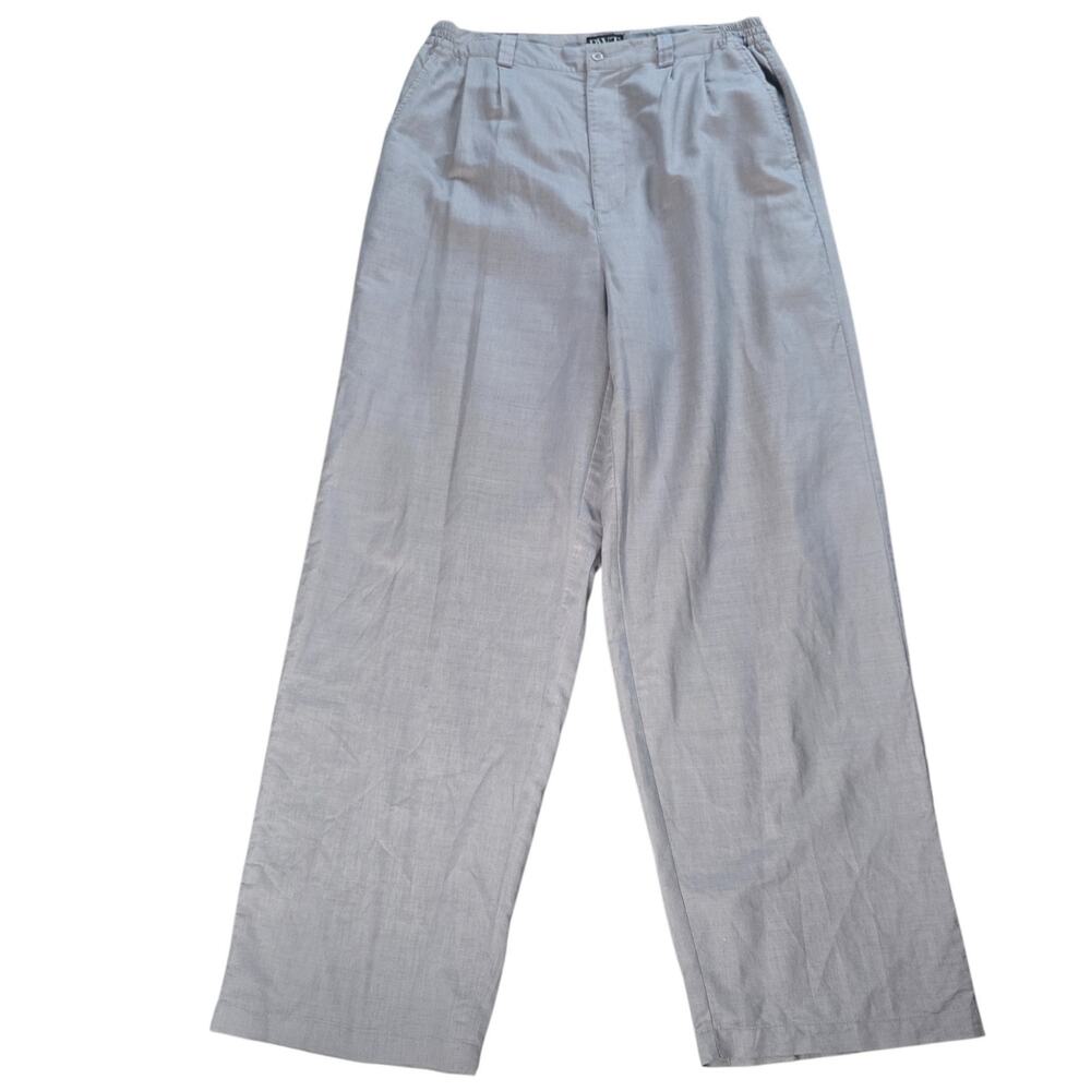 PWT Classics Womens XL 100% Linen Pants Gray High Rise Wide Leg Trousers